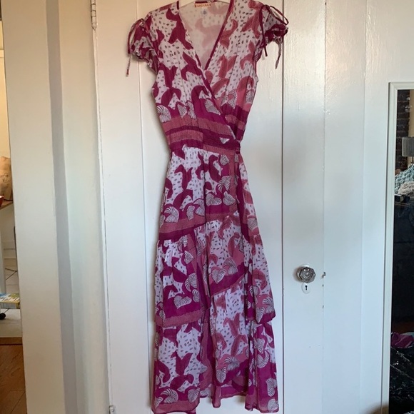 Banjanan Mercy Dress S wrap maxi multicolored pink purple bohemian summer beach - Picture 3 of 10